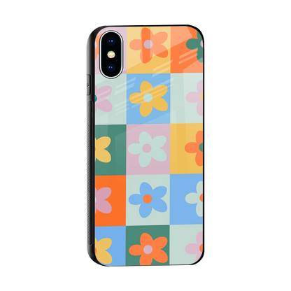 Floral Patchwork sleek iphone xs cover with tempered glass back and TPU edges