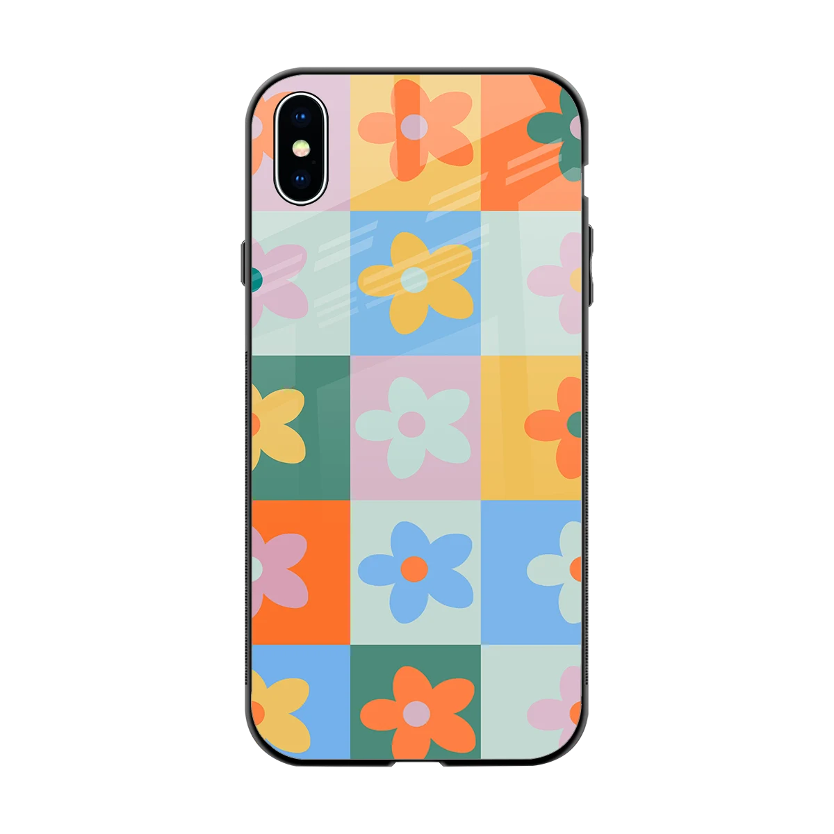 Floral Patchwork back phone cover | glass case for iphone xs max