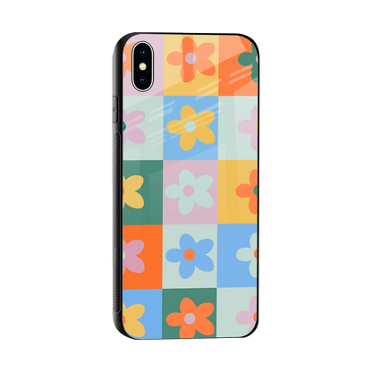 Floral Patchwork sleek iphone xs max cover with tempered glass back and TPU edges
