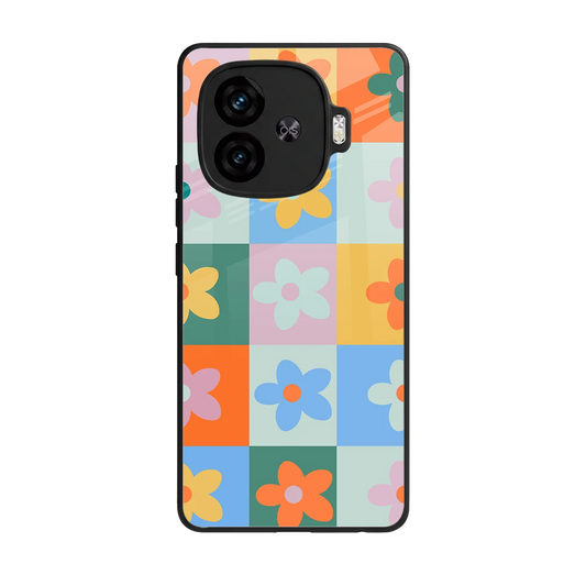 Floral Patchwork back phone cover | glass case for iqoo neo 10r 5g