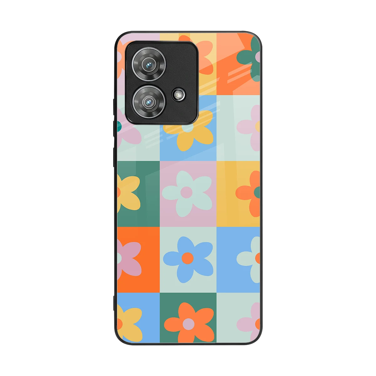 Floral Patchwork back phone cover | glass case for motorola edge 40 neo 5g