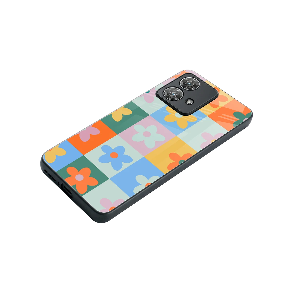Floral Patchwork stylish phone case for motorola edge 40 neo 5g | glossy glass and slim fit