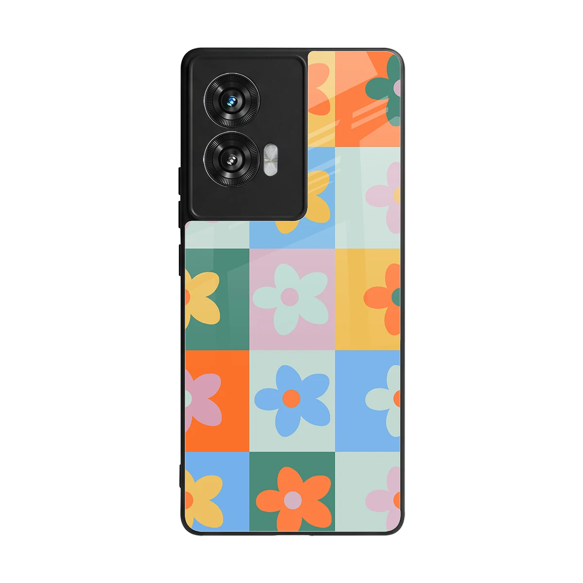 Floral Patchwork back phone cover | glass case for motorola edge 50 fusion