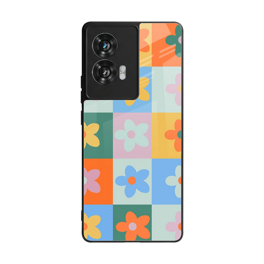 Floral Patchwork back phone cover | glass case for motorola edge 50 fusion