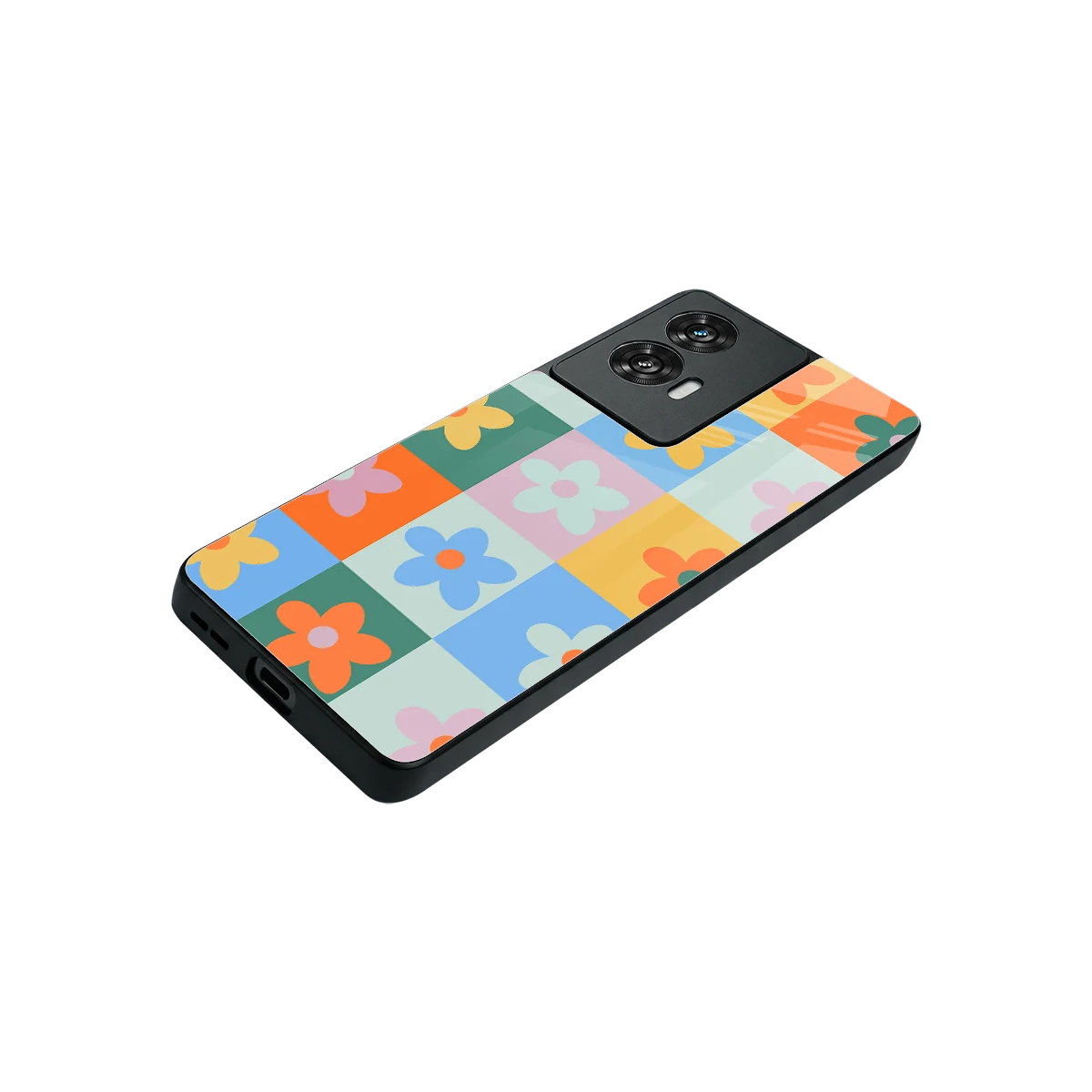 Floral Patchwork stylish phone case for motorola edge 50 fusion | glossy glass and slim fit