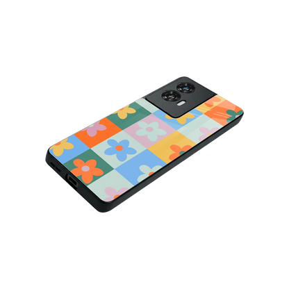 Floral Patchwork stylish phone case for motorola edge 50 fusion | glossy glass and slim fit