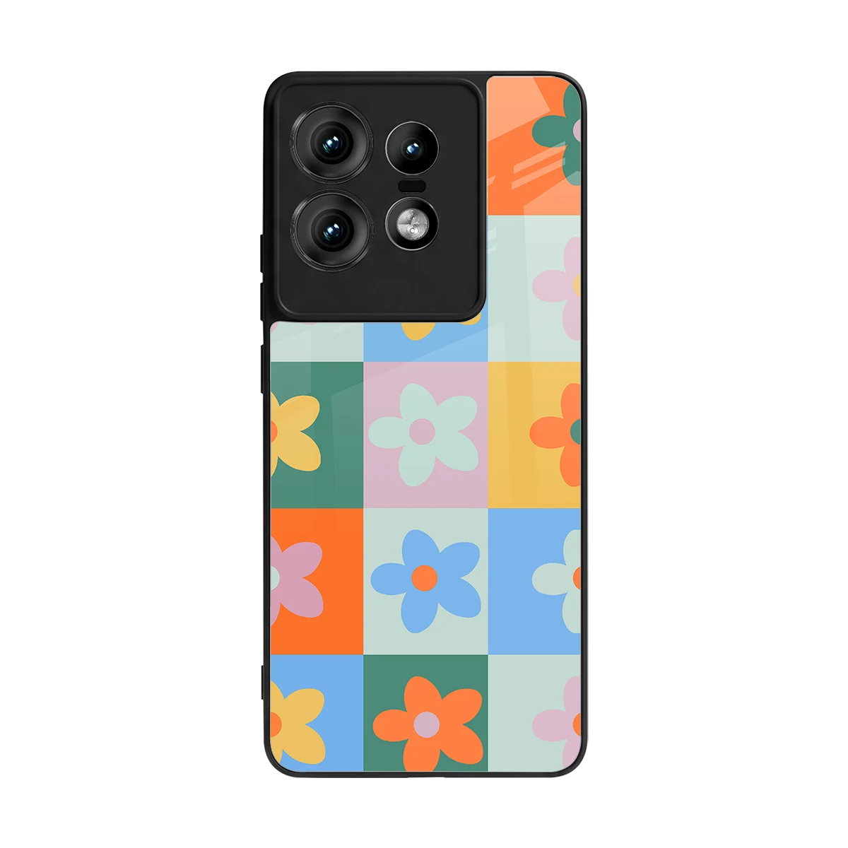 Floral Patchwork back phone cover | glass case for motorola edge 50 pro