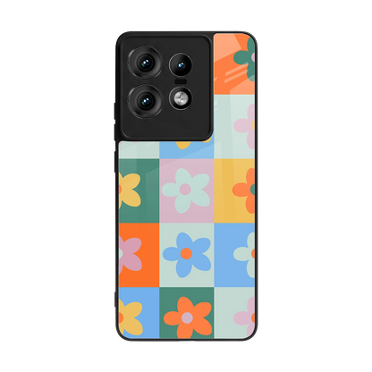 Floral Patchwork back phone cover | glass case for motorola edge 50 pro