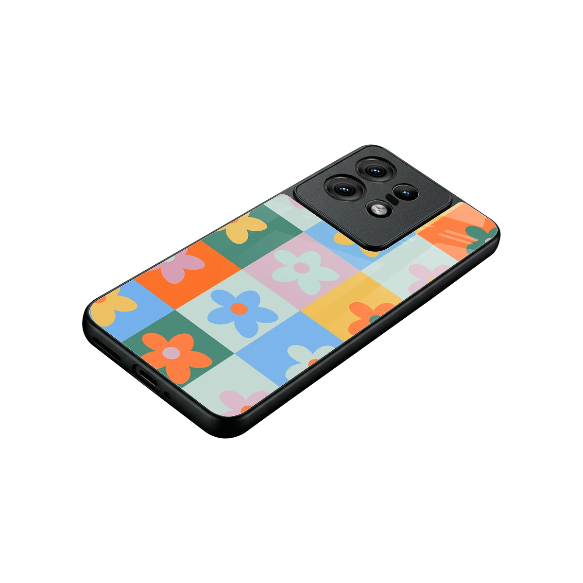Floral Patchwork stylish phone case for motorola edge 50 pro | glossy glass and slim fit