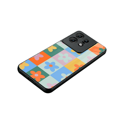 Floral Patchwork stylish phone case for motorola edge 50 pro | glossy glass and slim fit