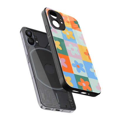 Floral Patchwork sleek nothing phone 1 cover with tempered glass back and TPU edges