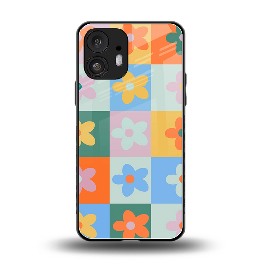 Floral Patchwork back phone cover | glass case for nothing phone 2