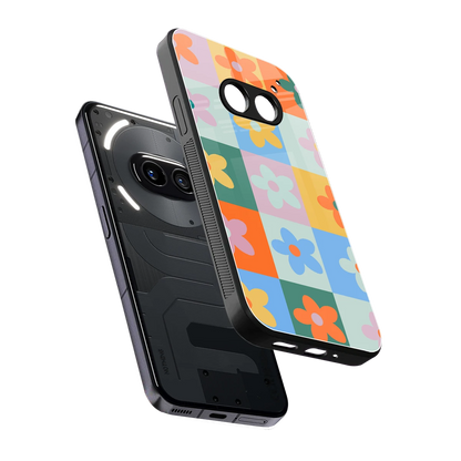 Floral Patchwork sleek nothing phone 2a plus cover with tempered glass back and TPU edges