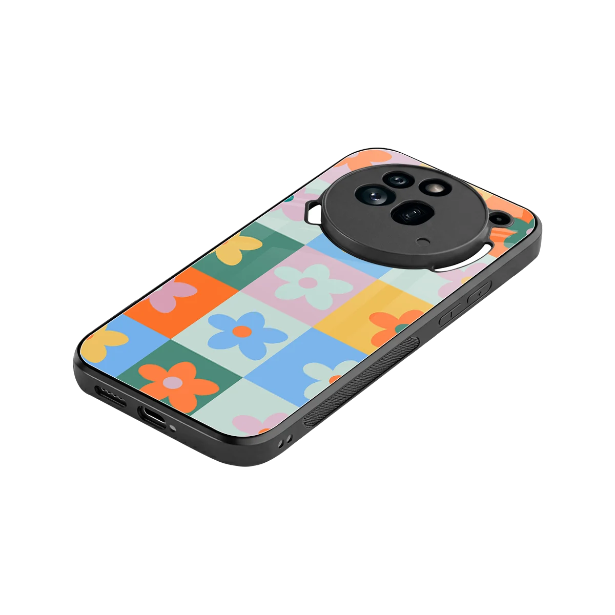 Floral Patchwork stylish phone case for nothing phone 3a pro | glossy glass and slim fit