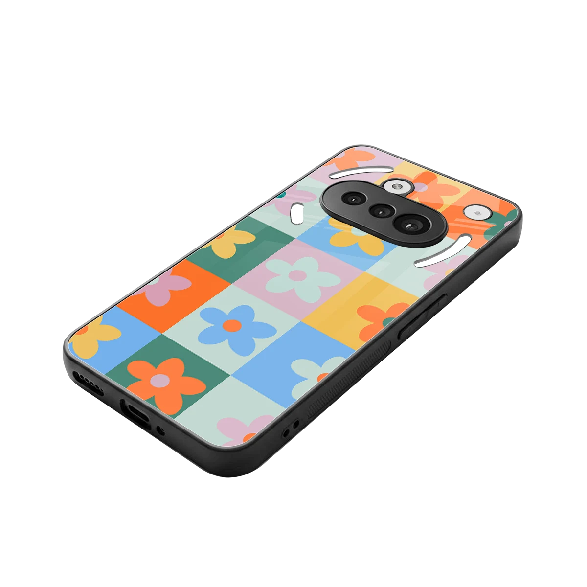 Floral Patchwork stylish phone case for nothing phone 3a | glossy glass and slim fit