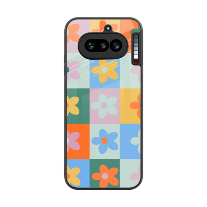 Floral Patchwork back phone cover | glass case for nothing phone 4a