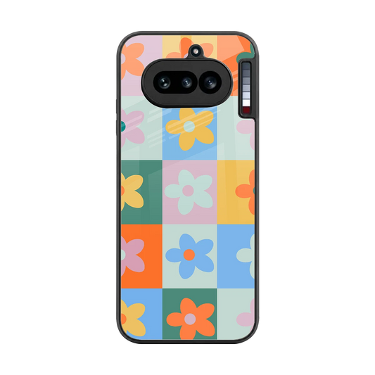 Floral Patchwork back phone cover | glass case for nothing phone 4a