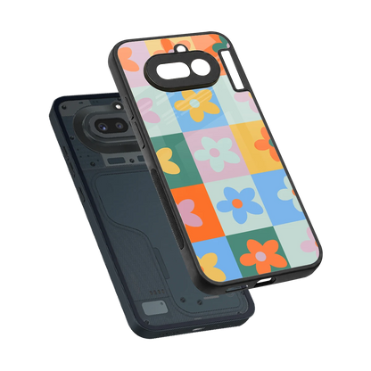 Floral Patchwork sleek nothing phone 4a cover with tempered glass back and TPU edges