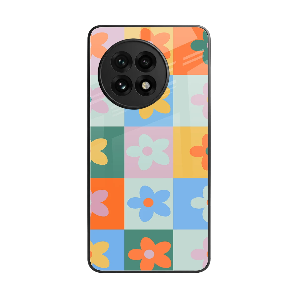 Floral Patchwork back phone cover | glass case for oneplus 13r