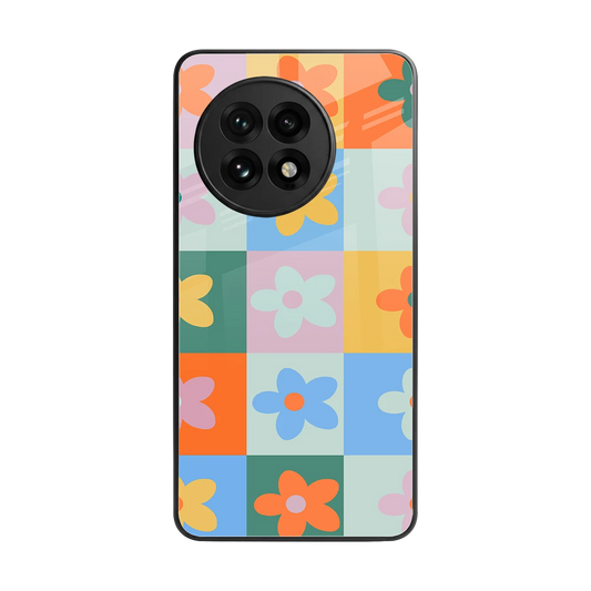 Floral Patchwork back phone cover | glass case for oneplus 13r