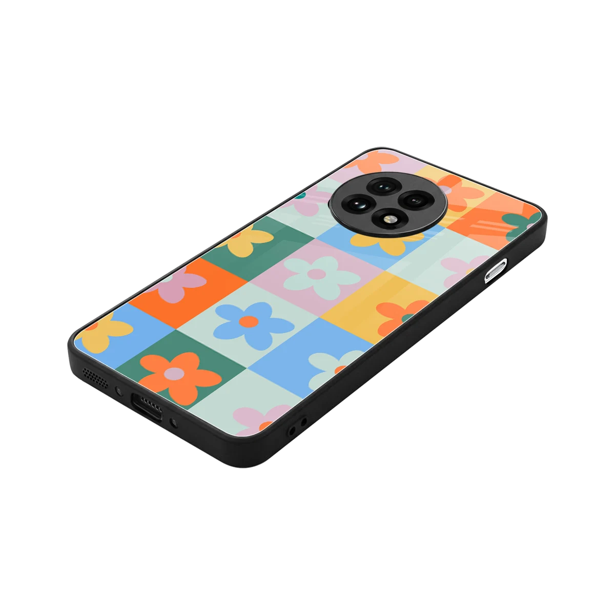 Floral Patchwork stylish phone case for oneplus 13r | glossy glass and slim fit
