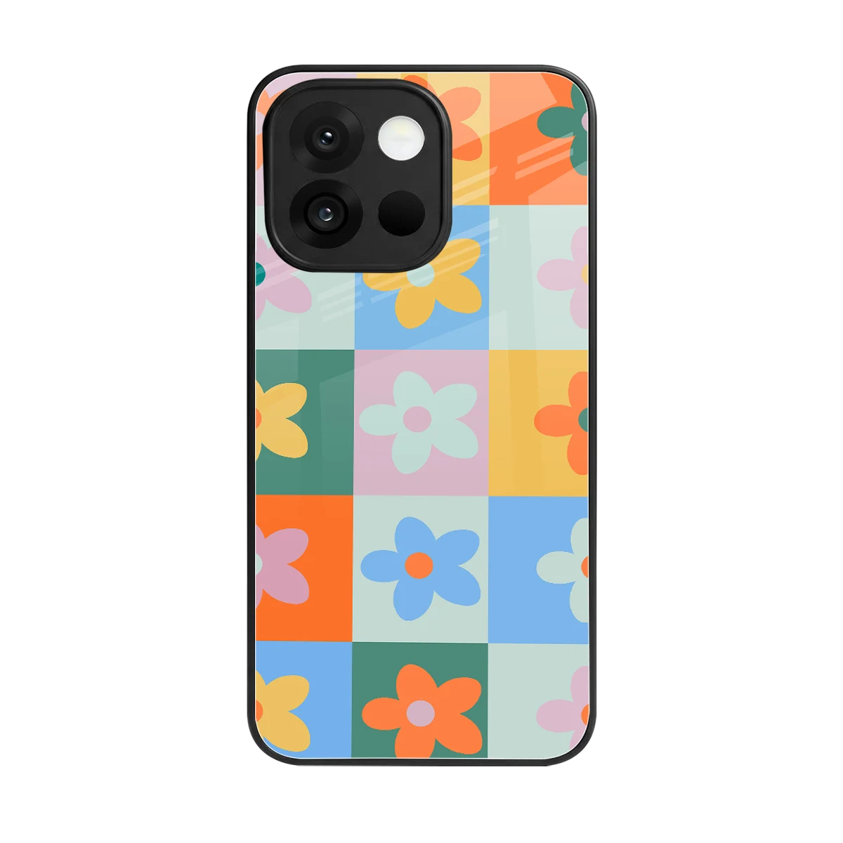 Floral Patchwork back phone cover | glass case for oneplus 13s