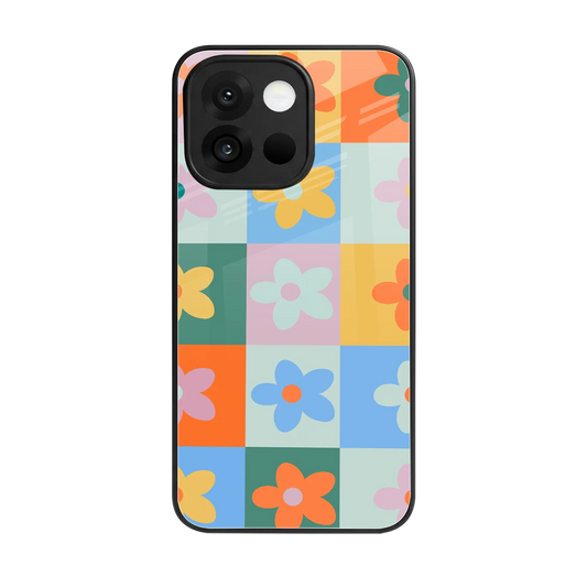 Floral Patchwork back phone cover | glass case for oneplus 13s