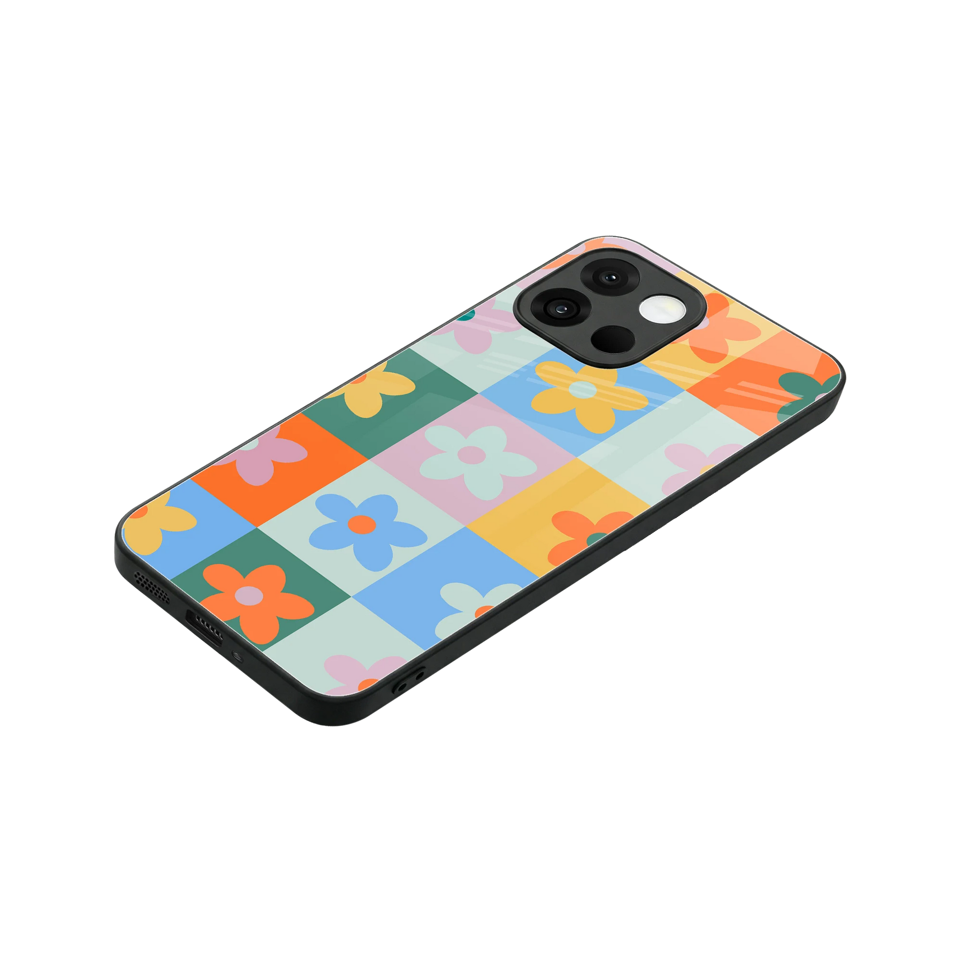 Floral Patchwork stylish phone case for oneplus 13s | glossy glass and slim fit