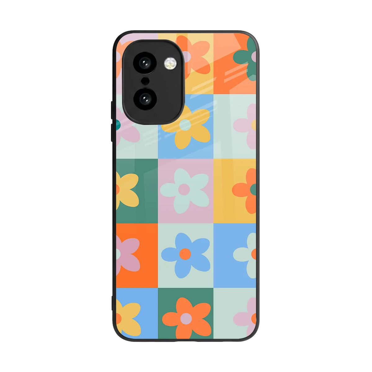Floral Patchwork back phone cover | glass case for oneplus 15r