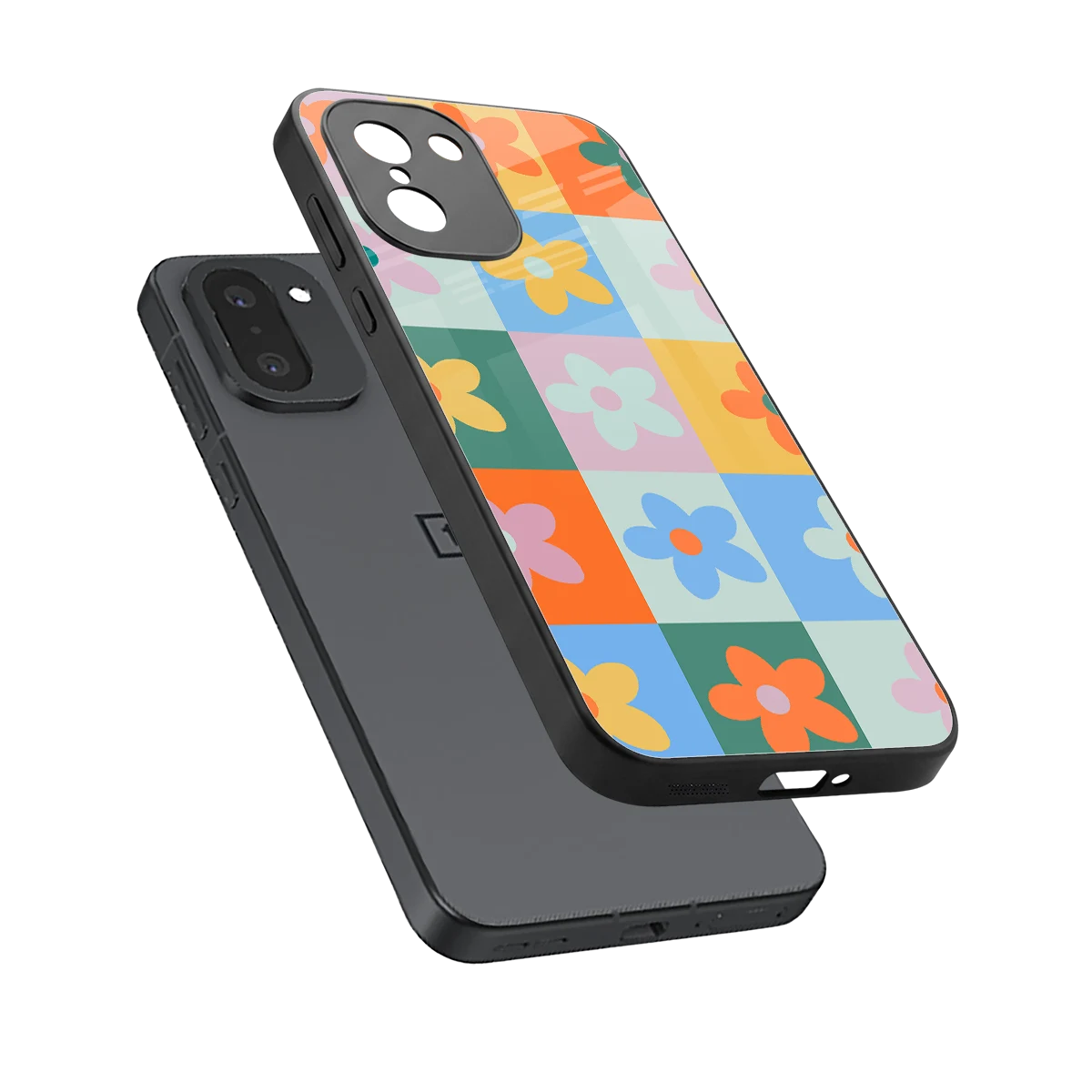 Floral Patchwork sleek oneplus 15r cover with tempered glass back and TPU edges