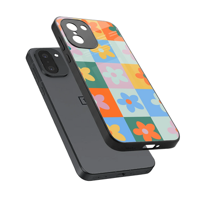 Floral Patchwork sleek oneplus 15r cover with tempered glass back and TPU edges