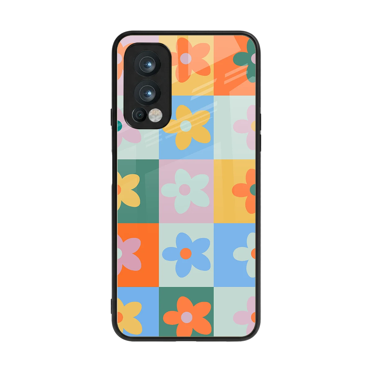 Floral Patchwork back phone cover | glass case for oneplus nord 2