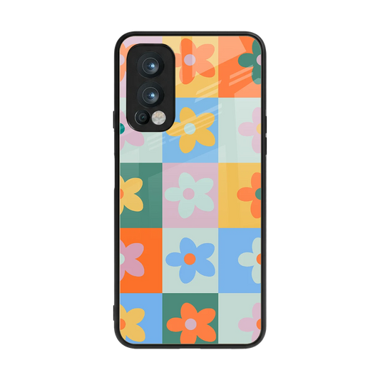 Floral Patchwork back phone cover | glass case for oneplus nord 2