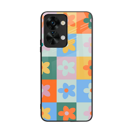 Floral Patchwork back phone cover | glass case for oneplus nord 2t