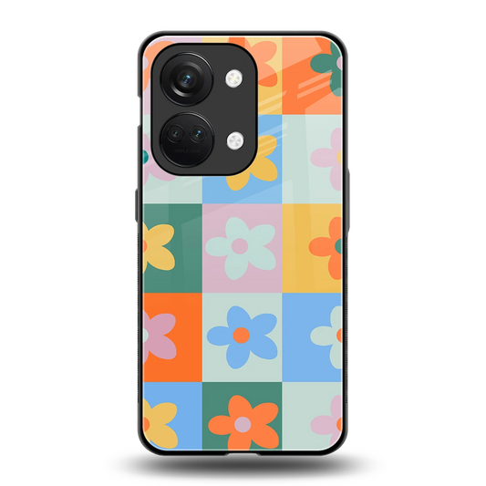 Floral Patchwork back phone cover | glass case for oneplus nord 3