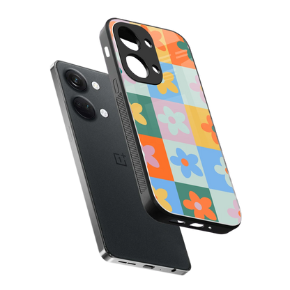 Floral Patchwork sleek oneplus nord 3 cover with tempered glass back and TPU edges