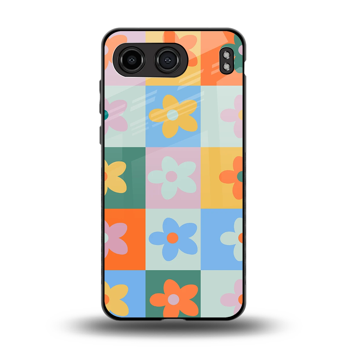 Floral Patchwork back phone cover | glass case for oneplus nord 4