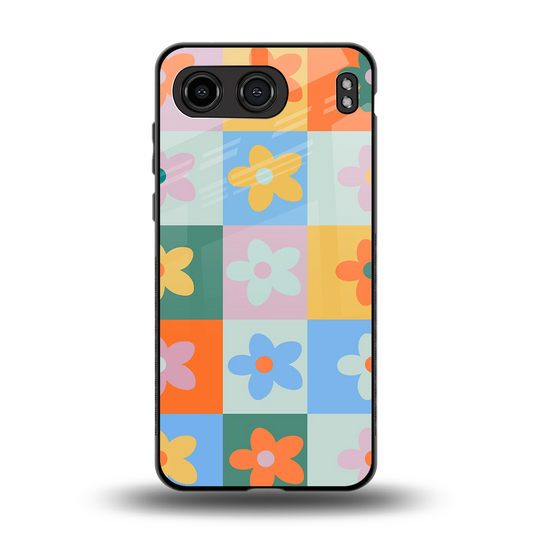 Floral Patchwork back phone cover | glass case for oneplus nord 4