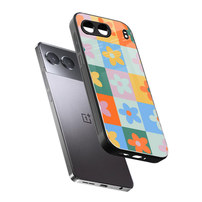 Floral Patchwork sleek oneplus nord 4 cover with tempered glass back and TPU edges