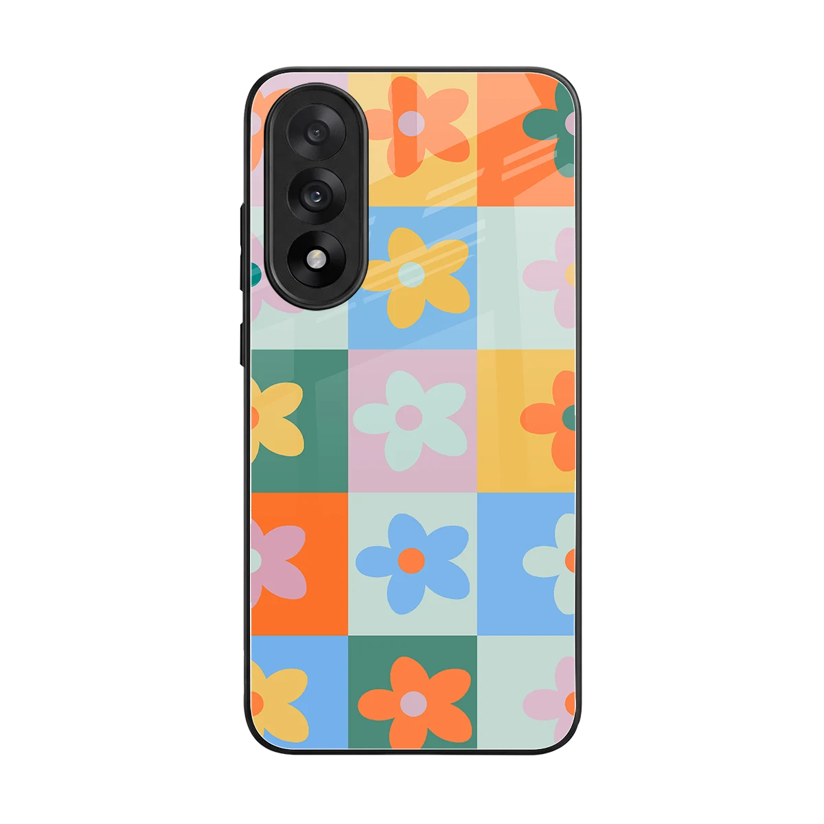 Floral Patchwork back phone cover | glass case for oneplus nord 5