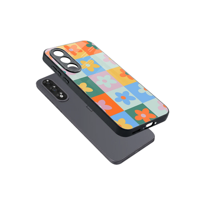 Floral Patchwork sleek oneplus nord 5 cover with tempered glass back and TPU edges