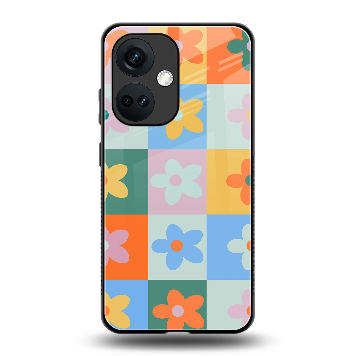 Floral Patchwork back phone cover | glass case for oneplus nord ce 3