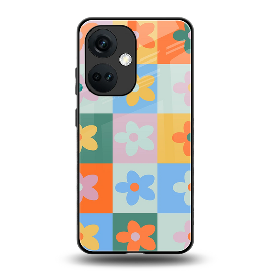Floral Patchwork back phone cover | glass case for oneplus nord ce 3