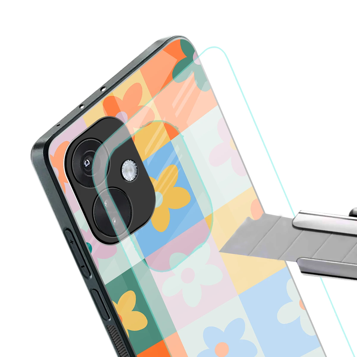 Floral Patchwork stylish phone case for oneplus nord ce 3 | glossy glass and slim fit