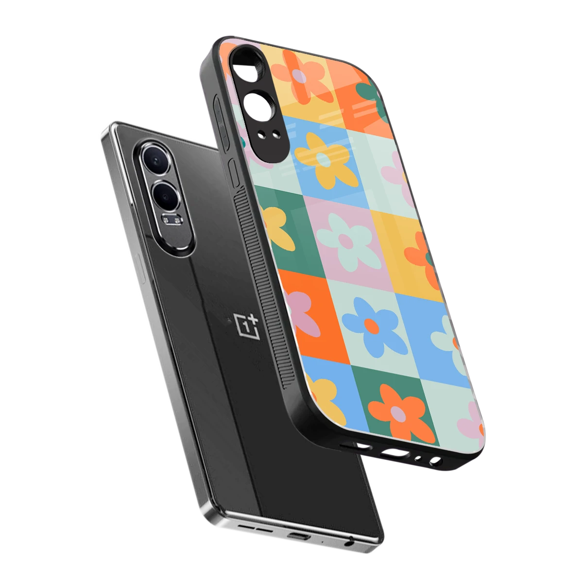 Floral Patchwork sleek oneplus nord ce 4 lite cover with tempered glass back and TPU edges