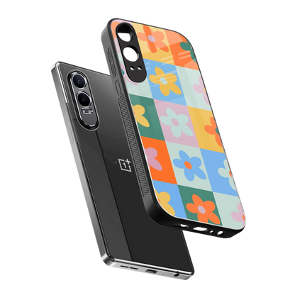 Floral Patchwork sleek oneplus nord ce 4 lite cover with tempered glass back and TPU edges