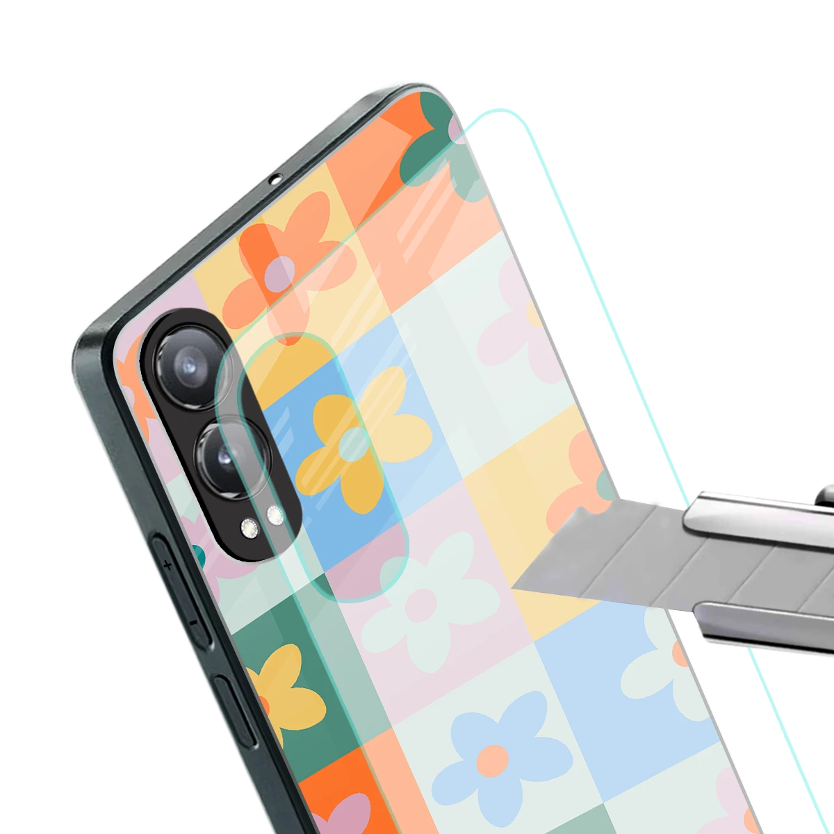 Floral Patchwork stylish phone case for oneplus nord ce 4 lite | glossy glass and slim fit