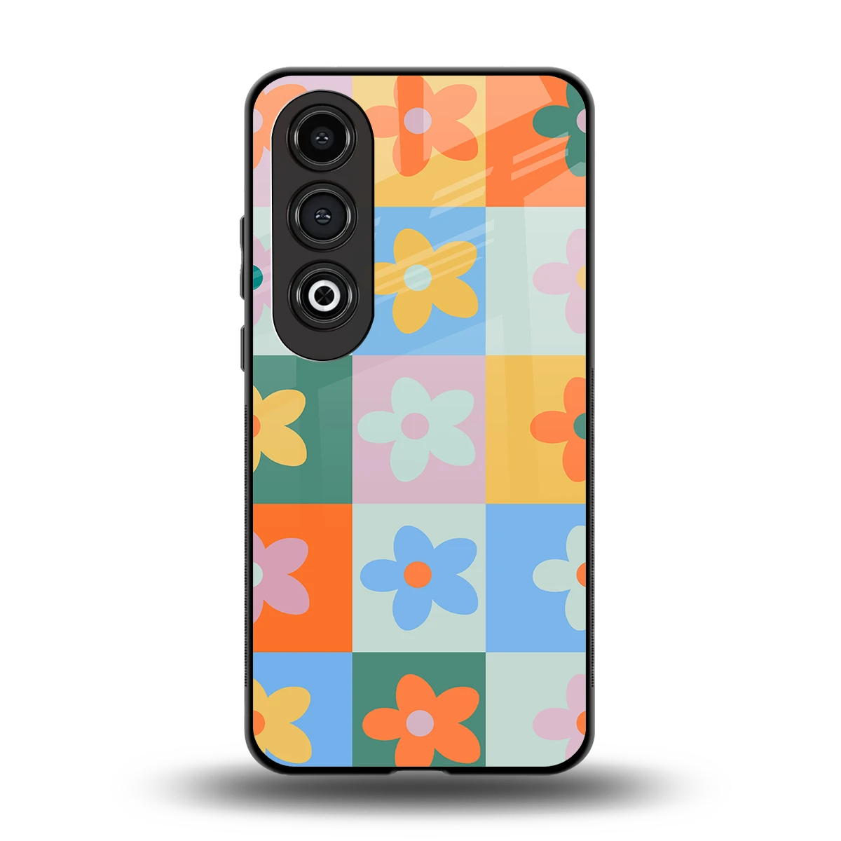 Floral Patchwork back phone cover | glass case for oneplus nord ce 4