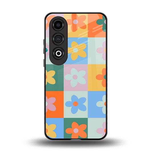 Floral Patchwork back phone cover | glass case for oneplus nord ce 4