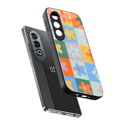 Floral Patchwork sleek oneplus nord ce 4 cover with tempered glass back and TPU edges